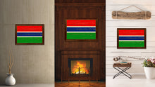 Load image into Gallery viewer, Gambia Country Flag Vintage Canvas Print with Brown Picture Frame Home Decor Gifts Wall Art Decoration Artwork