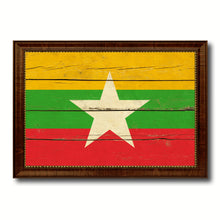 Load image into Gallery viewer, Myanmar Country Flag Vintage Canvas Print with Brown Picture Frame Home Decor Gifts Wall Art Decoration Artwork