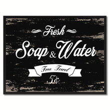 Load image into Gallery viewer, Fresh Soap & Water Vintage Sign Black Canvas Print Home Decor Wall Art Gifts Picture Frames