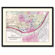 Load image into Gallery viewer, Cincinnati Vintage Antique Map Wall Art Home Decor Gift Ideas Canvas Print Custom Picture Frame