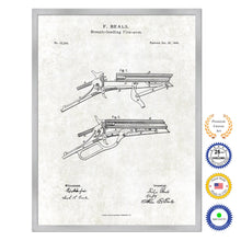 Load image into Gallery viewer, 1866 Breech Loading Firearm Old Patent Art Print on Canvas Custom Framed Vintage Home Decor Wall Decoration Great for Gifts