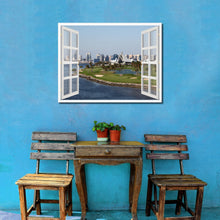 Load image into Gallery viewer, Dubai Creek Golf Course Picture French Window Framed Canvas Print Home Decor Wall Art Collection
