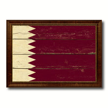 Load image into Gallery viewer, Qatar Country Flag Vintage Canvas Print with Brown Picture Frame Home Decor Gifts Wall Art Decoration Artwork