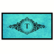 Load image into Gallery viewer, Alphabet Letter T Auqa Canvas Print, Black Custom Frame