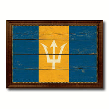Load image into Gallery viewer, Barbados Country Flag Vintage Canvas Print with Brown Picture Frame Home Decor Gifts Wall Art Decoration Artwork