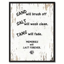 Load image into Gallery viewer, Sand Salt Tans Memories Will Last Forever Saying Canvas Print, Black Picture Frame Home Decor Wall Art Gifts
