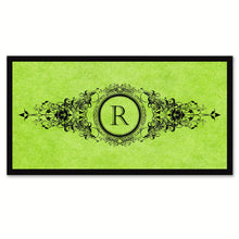 Load image into Gallery viewer, Alphabet Letter R Green Canvas Print, Black Custom Frame