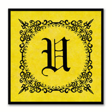 Load image into Gallery viewer, Alphabet U Yellow Canvas Print Black Frame Kids Bedroom Wall Décor Home Art