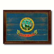 Load image into Gallery viewer, Idaho State Vintage Flag Canvas Print with Brown Picture Frame Home Decor Man Cave Wall Art Collectible Decoration Artwork Gifts