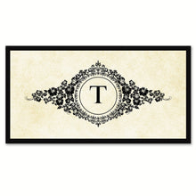 Load image into Gallery viewer, Alphabet Letter T White Canvas Print, Black Custom Frame