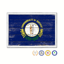 Load image into Gallery viewer, Kentucky State Flag Shabby Chic Gifts Home Decor Wall Art Canvas Print, White Wash Wood Frame