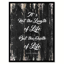 Load image into Gallery viewer, It's not the length of life but the depth of life - Ralph Waldo Emerson Saying Gifts Home Decor Wall Art Canvas Print with Custom Picture Frame, Black