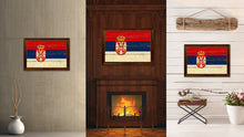 Load image into Gallery viewer, Serbia Country Flag Vintage Canvas Print with Brown Picture Frame Home Decor Gifts Wall Art Decoration Artwork