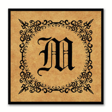 Load image into Gallery viewer, Alphabet M Brown Canvas Print Black Frame Kids Bedroom Wall Décor Home Art