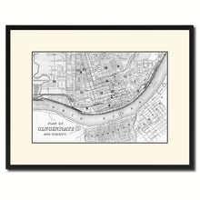 Load image into Gallery viewer, Cincinnati Vintage B&W Map Canvas Print, Picture Frame Home Decor Wall Art Gift Ideas