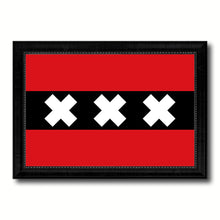 Load image into Gallery viewer, Amsterdam City Netherlands Country Flag Canvas Print Black Picture Frame
