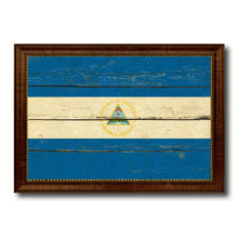 Load image into Gallery viewer, Nicaragua Country Flag Vintage Canvas Print with Brown Picture Frame Home Decor Gifts Wall Art Decoration Artwork