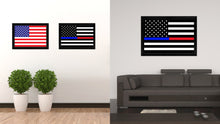 Load image into Gallery viewer, Thin Blue Line Police & Thin Red Line Firefighter Respect & Honor Law Enforcement First Responder American USA Flag Canvas Print with Picture Frame Home Decor Wall Art