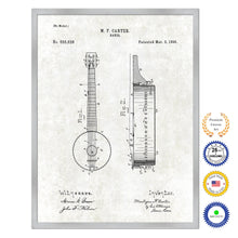 Load image into Gallery viewer, 1896 Banjo Old Patent Art Print on Canvas Custom Framed Vintage Home Decor Wall Decoration Great for Gifts