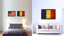 Load image into Gallery viewer, Chad Country Flag Texture Canvas Print with Brown Custom Picture Frame Home Decor Gift Ideas Wall Art Decoration