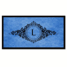Load image into Gallery viewer, Alphabet Letter L Blue Canvas Print, Black Custom Frame