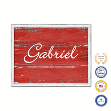 Load image into Gallery viewer, Gabriel Name Plate White Wash Wood Frame Canvas Print Boutique Cottage Decor Shabby Chic