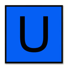 Load image into Gallery viewer, Alphabet U Blue Canvas Print Black Frame Kids Bedroom Wall Décor Home Art