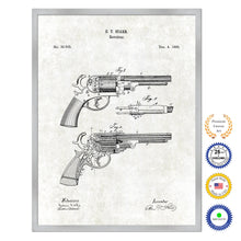 Load image into Gallery viewer, 1860 Gun Revolver Old Patent Art Print on Canvas Custom Framed Vintage Home Decor Wall Decoration Great for Gifts