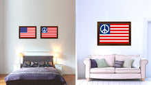 Load image into Gallery viewer, Peace Sign American Military Flag Canvas Print with Brown Picture Frame Home Decor Wall Art Gift Ideas