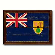 Load image into Gallery viewer, Turks & Caicos Islands Country Flag Vintage Canvas Print with Brown Picture Frame Home Decor Gifts Wall Art Decoration Artwork