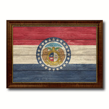 Load image into Gallery viewer, Missouri State Flag Texture Canvas Print with Brown Picture Frame Gifts Home Decor Wall Art Collectible Decoration