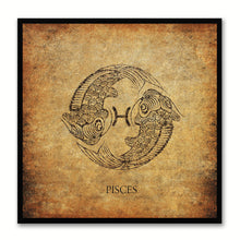 Load image into Gallery viewer, Zodiac Pisces Horoscope Brown Canvas Print, Black Picture Frame Home Decor Wall Art Gift