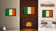 Load image into Gallery viewer, Ireland Country Flag Vintage Canvas Print with Brown Picture Frame Home Decor Gifts Wall Art Decoration Artwork