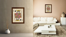 Load image into Gallery viewer, King Clover Poker Decks of Vintage Cards Print on Canvas Brown Custom Framed