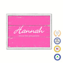 Load image into Gallery viewer, Hannah Name Plate White Wash Wood Frame Canvas Print Boutique Cottage Decor Shabby Chic