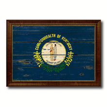 Load image into Gallery viewer, Kentucky State Vintage Flag Canvas Print with Brown Picture Frame Home Decor Man Cave Wall Art Collectible Decoration Artwork Gifts