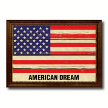 Load image into Gallery viewer, USA American Dream Flag Vintage Canvas Print with Brown Picture Frame Gifts Ideas Home Decor Wall Art Decoration