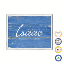 Load image into Gallery viewer, Isaac Name Plate White Wash Wood Frame Canvas Print Boutique Cottage Decor Shabby Chic