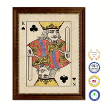 Load image into Gallery viewer, King Clover Poker Decks of Vintage Cards Print on Canvas Brown Custom Framed