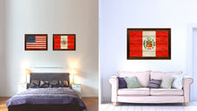 Load image into Gallery viewer, Peru Country Flag Texture Canvas Print with Brown Custom Picture Frame Home Decor Gift Ideas Wall Art Decoration