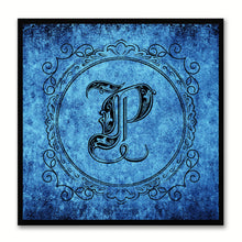Load image into Gallery viewer, Alphabet P Blue Canvas Print Black Frame Kids Bedroom Wall Décor Home Art