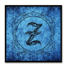 Load image into Gallery viewer, Alphabet Z Blue Canvas Print Black Frame Kids Bedroom Wall Décor Home Art