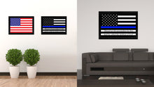 Load image into Gallery viewer, Law Enforcement Thin Blue Line Flag With Mathew 5:9 USA Flag Canvas Print Black Picture Frame Gifts Home Decor Wall Art