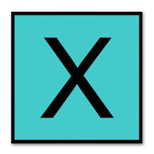 Load image into Gallery viewer, Alphabet X Aqua Canvas Print Black Frame Kids Bedroom Wall Décor Home Art