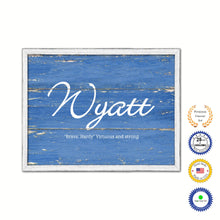 Load image into Gallery viewer, Wyatt Name Plate White Wash Wood Frame Canvas Print Boutique Cottage Decor Shabby Chic