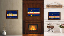 Load image into Gallery viewer, Cape Verde Country Flag Vintage Canvas Print with Brown Picture Frame Home Decor Gifts Wall Art Decoration Artwork