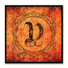 Load image into Gallery viewer, Alphabet V Orange Canvas Print Black Frame Kids Bedroom Wall Décor Home Art