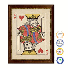 Load image into Gallery viewer, King Heart Poker Decks of Vintage Cards Print on Canvas Brown Custom Framed