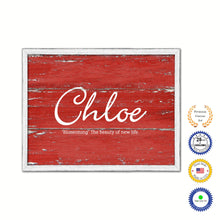 Load image into Gallery viewer, Chloe Name Plate White Wash Wood Frame Canvas Print Boutique Cottage Decor Shabby Chic