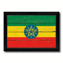 Load image into Gallery viewer, Ethiopia Country Flag Vintage Canvas Print with Black Picture Frame Home Decor Gifts Wall Art Decoration Artwork